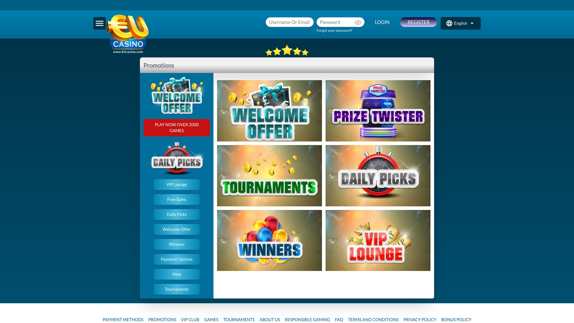 Promociones de escritorio de EUcasino