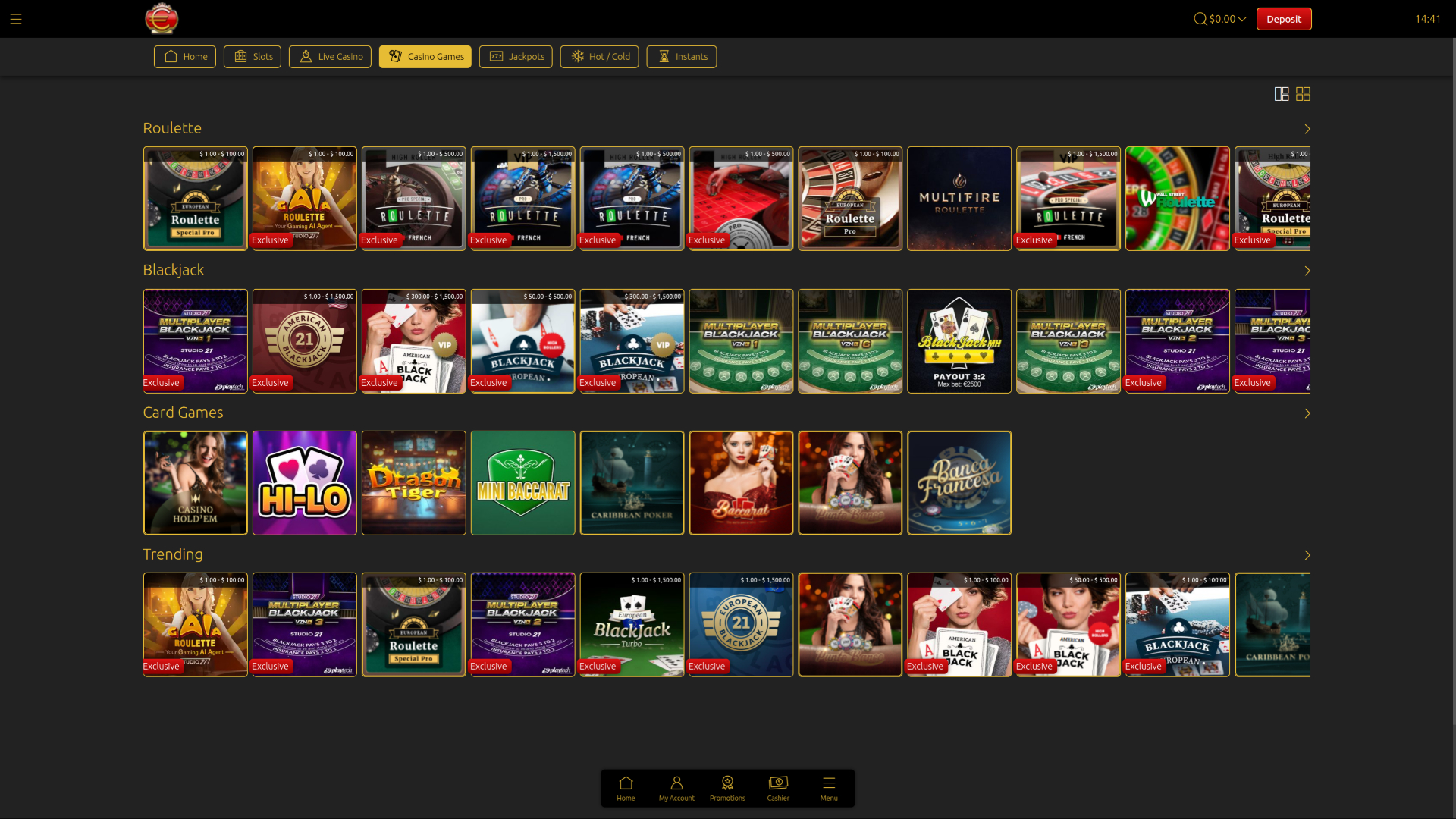Giochi da casinò Euro King per desktop