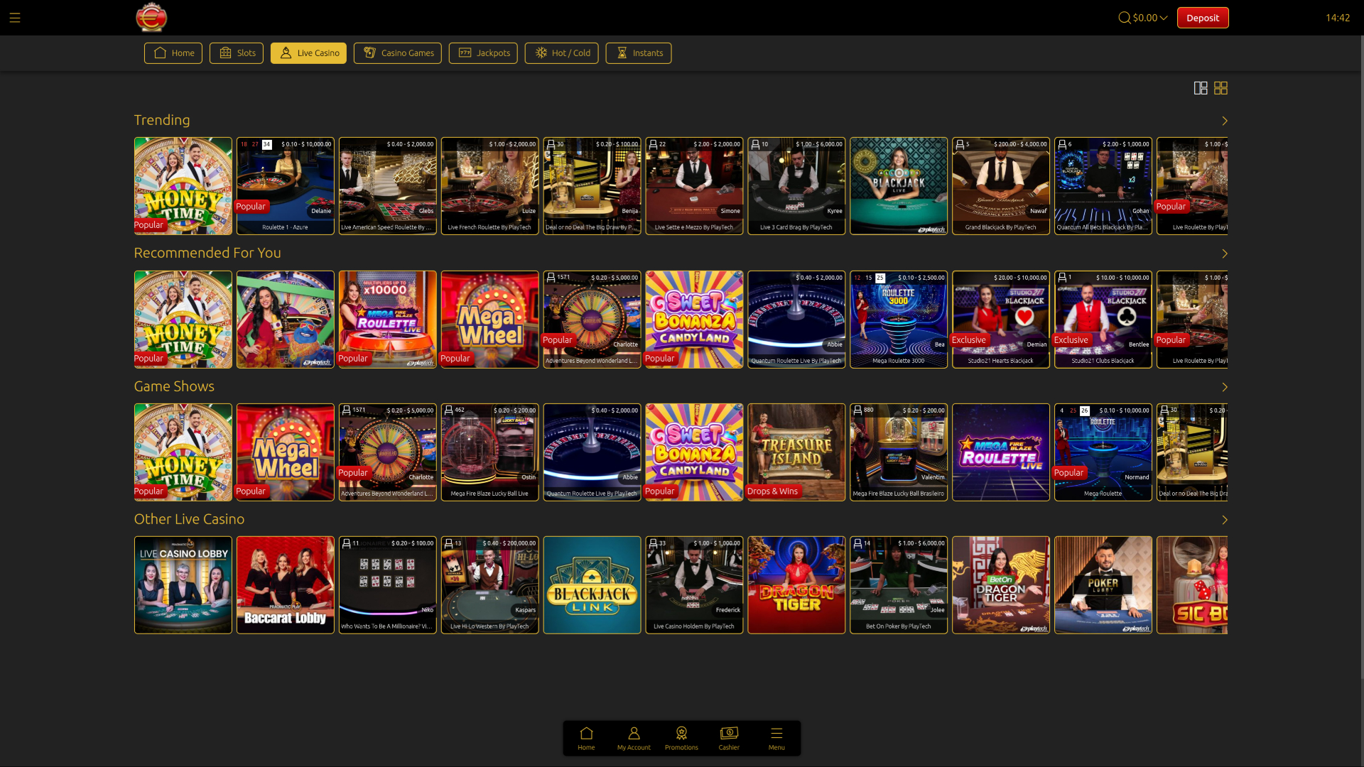Dealer dal vivo di Euro King Casino Desktop