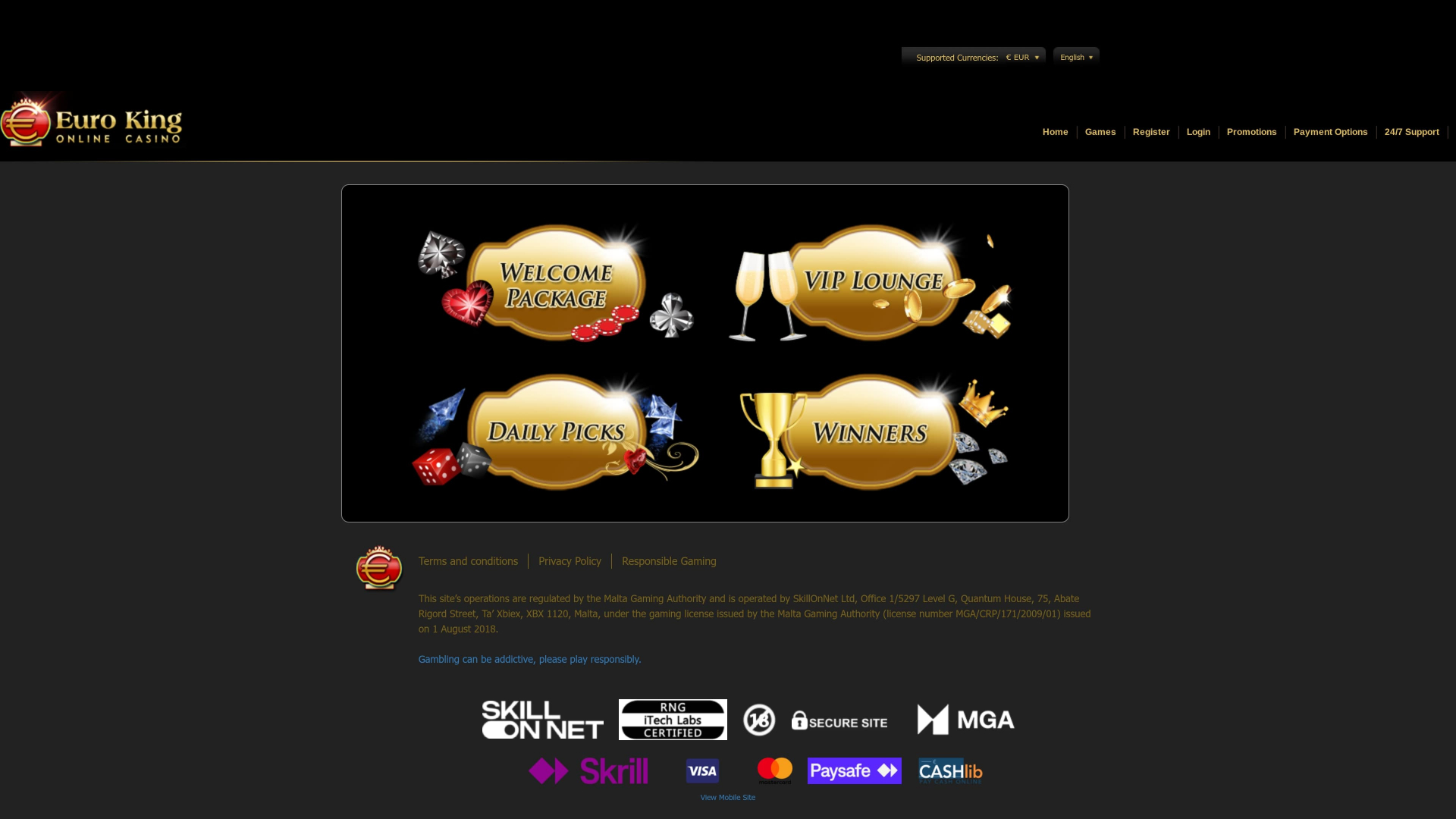 Promozioni Desktop di Euro King Casino