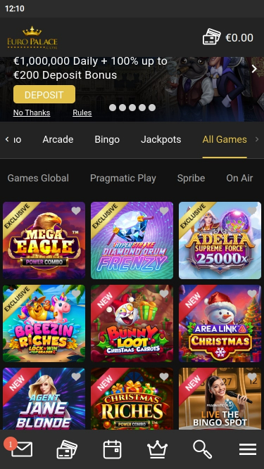 Développeurs de jeux de casino Euro Palace pour mobile