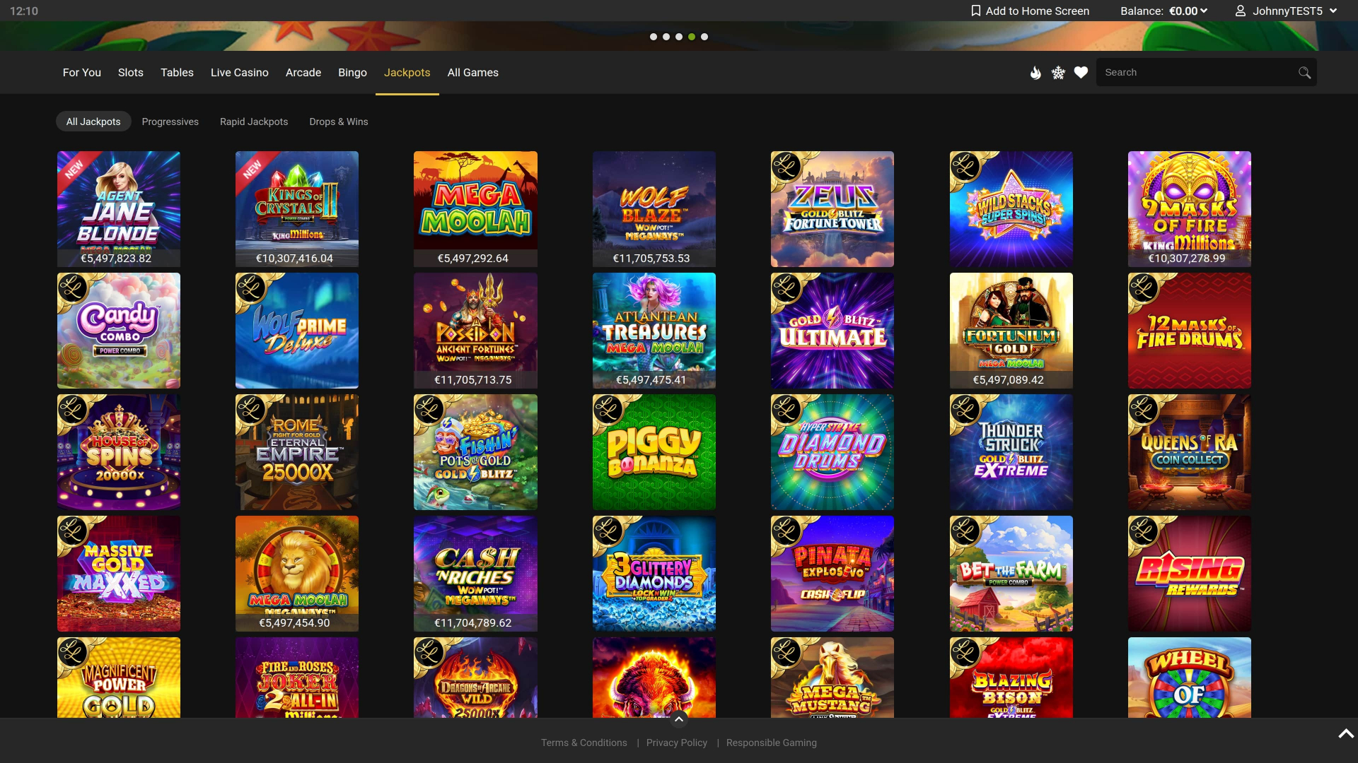 Jackpot du casino Euro Palace sur ordinateur