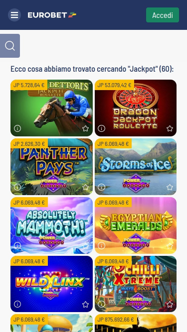 Eurobet Casino Jackpot Mobile