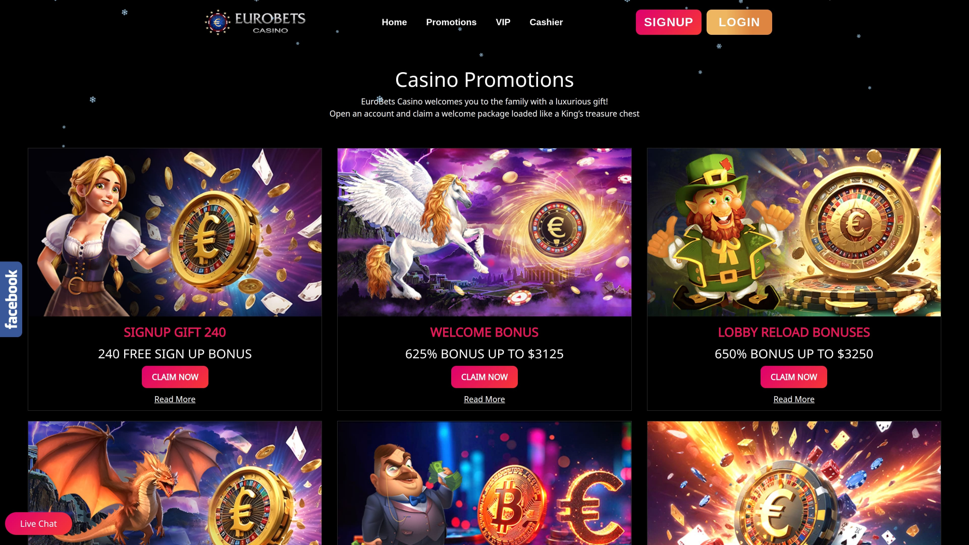 Promotions du casino EuroBets sur ordinateur