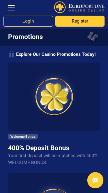 Promociones del Casino EuroFortune Móvil