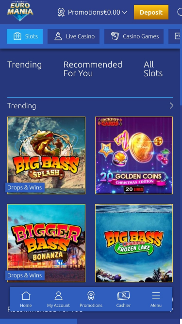 EuroMania Casino Games Mobile