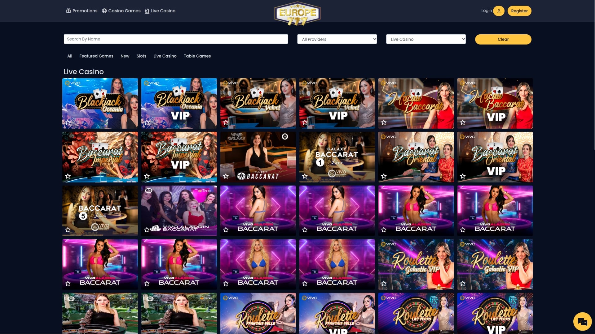 Europe 777 Casino Live Croupier Desktop
