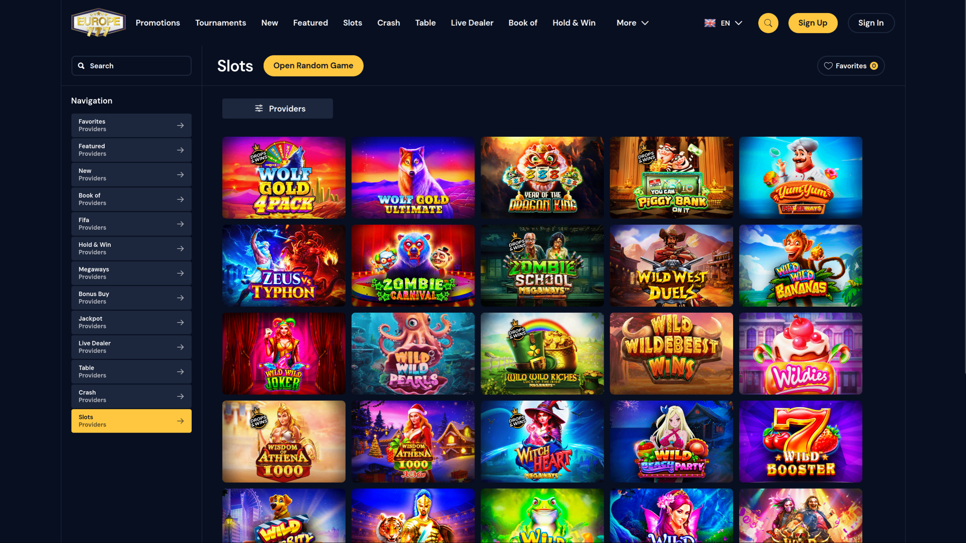 Jeux de casino 777 en Europe (ordinateur de bureau)