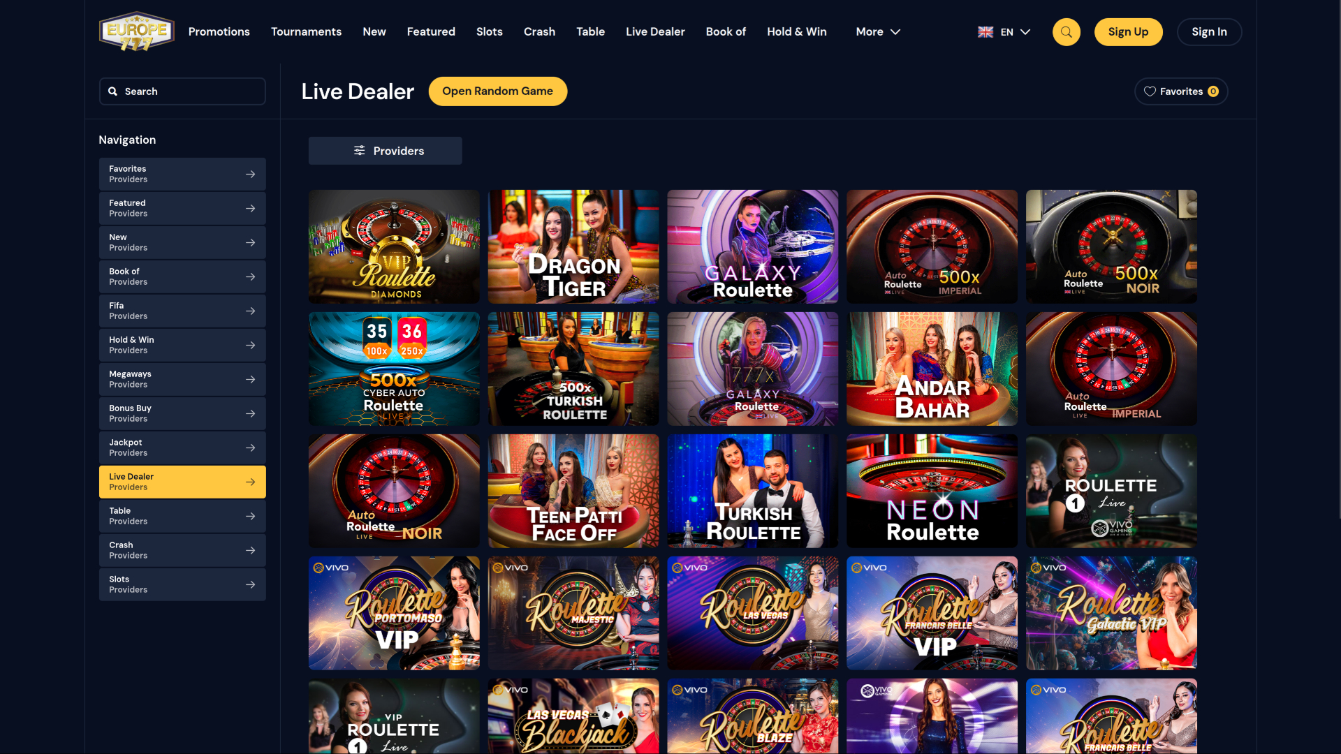 Europe 777 Casino Live Croupier Desktop