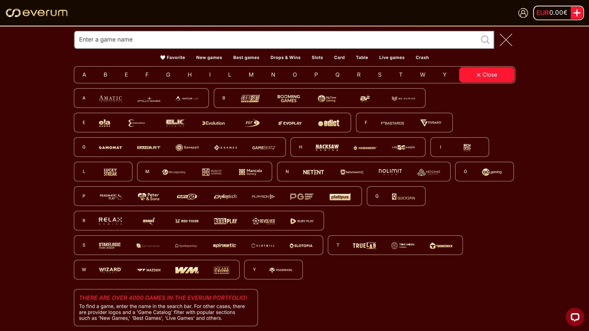Everum Casino Développeurs de Jeux Bureau