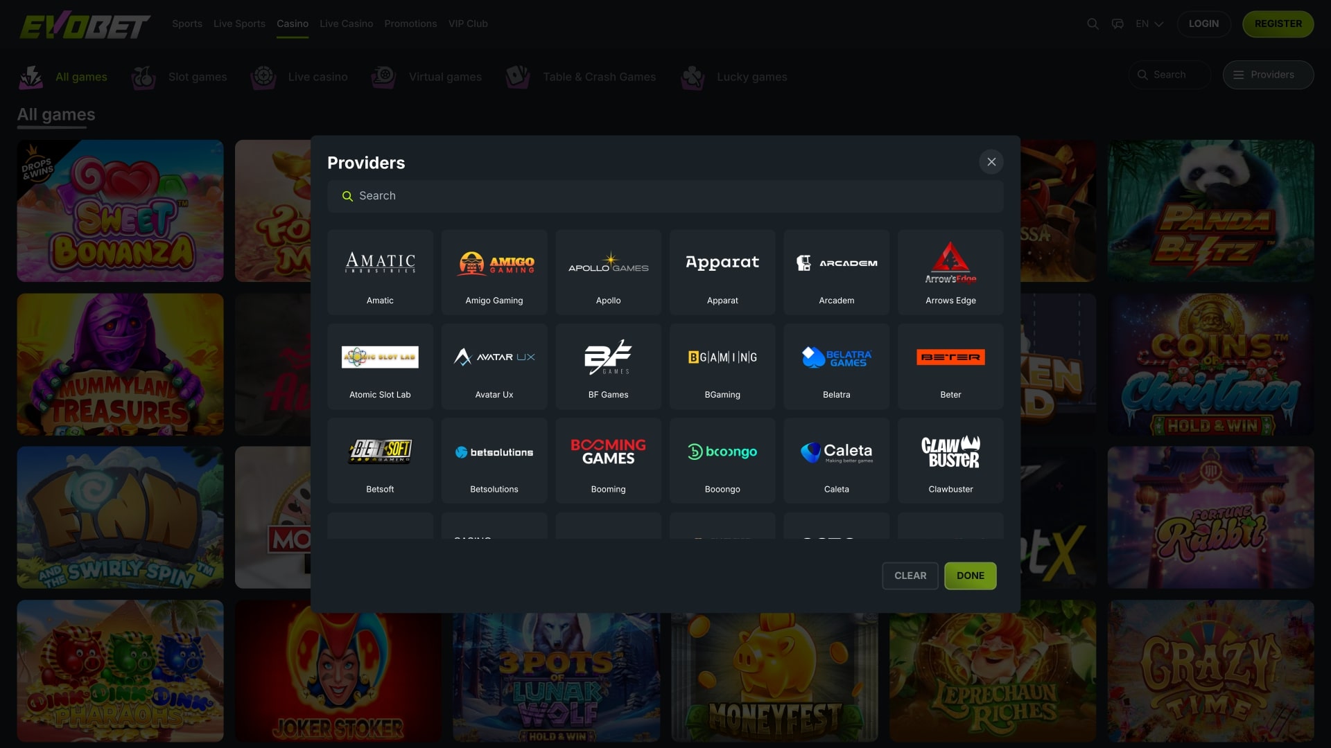 Evobet Casino Game Developers Desktop