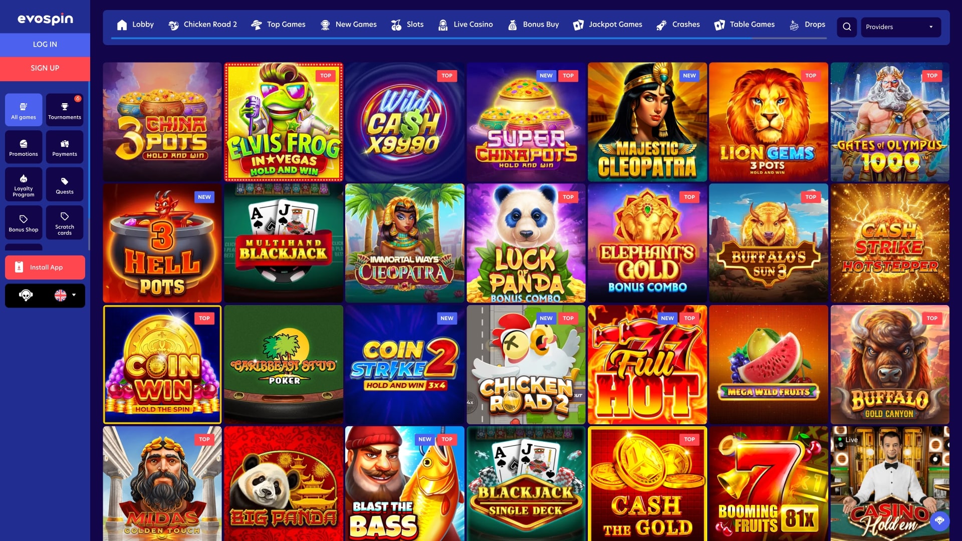 EvoSpin Casino Juegos Escritorio