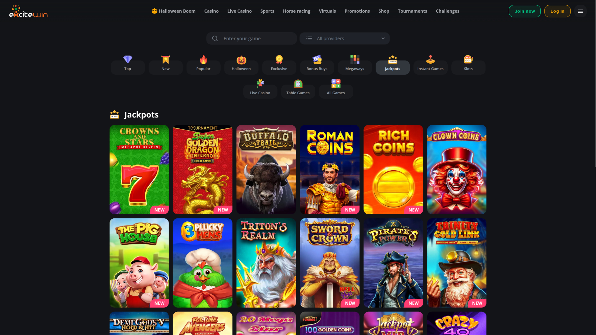 ExciteWin Casino Desktop Jackpot