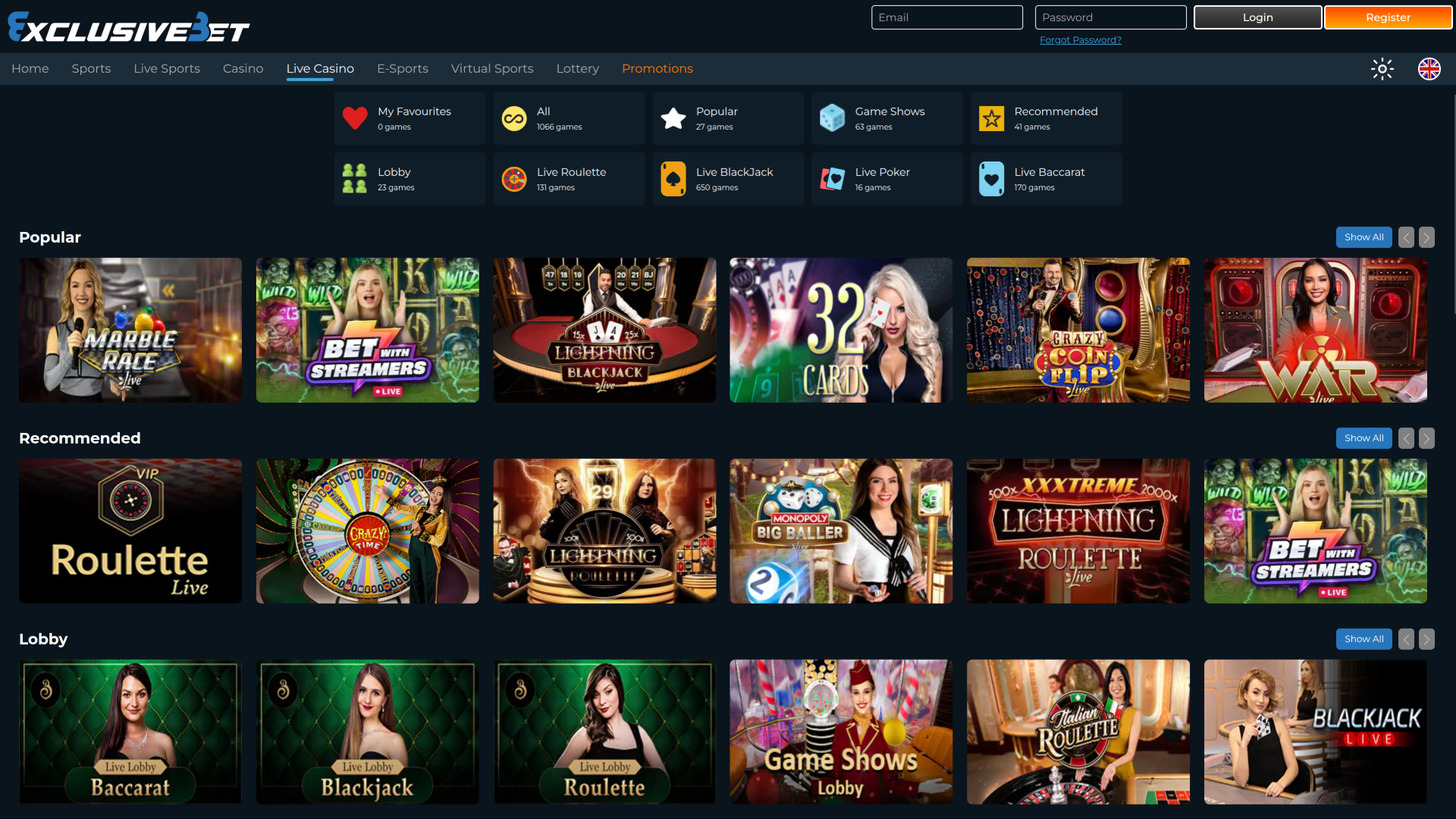 Croupier en direct de Exclusive Bet Casino sur ordinateur