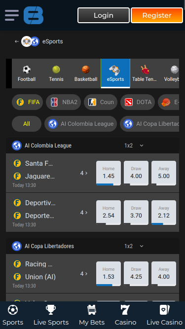 Esports mobiles de Exclusive Bet Casino