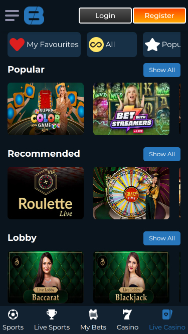 Croupier en direct mobile de Exclusive Bet Casino