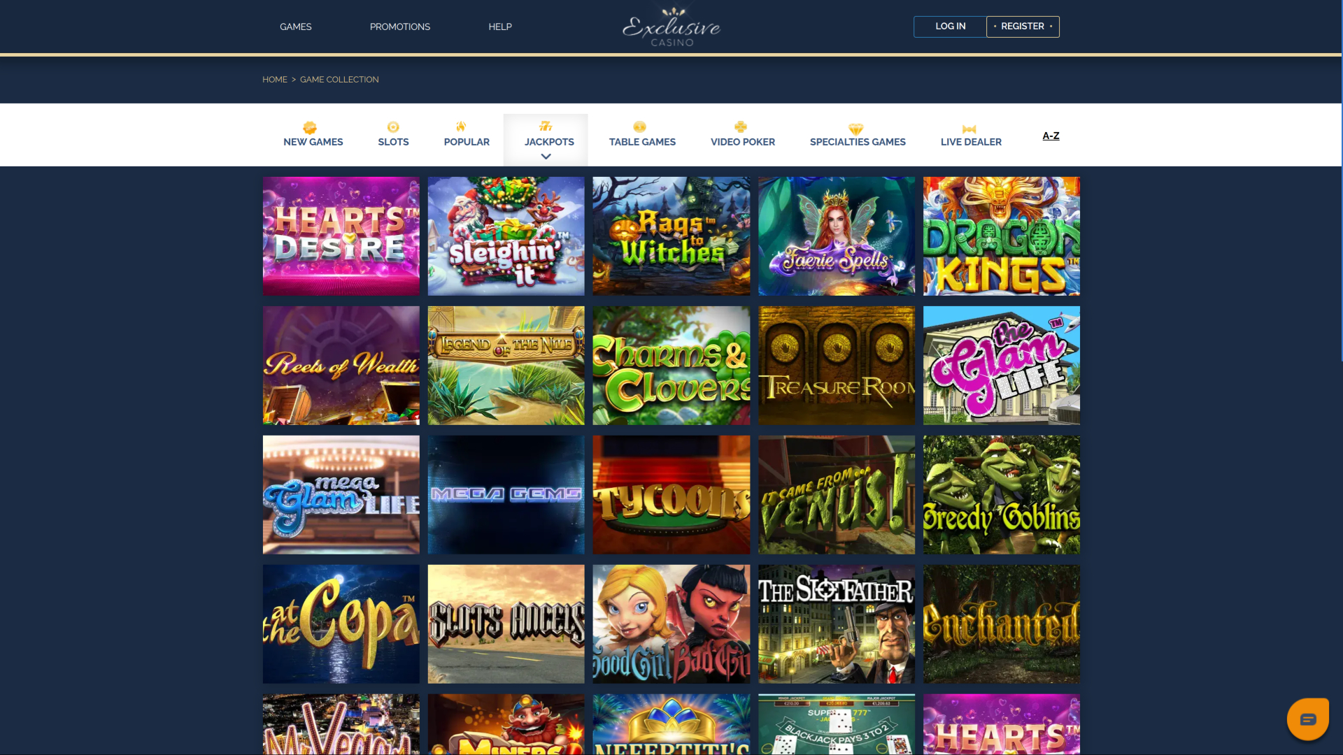 Jackpot de Exclusive Casino sur ordinateur