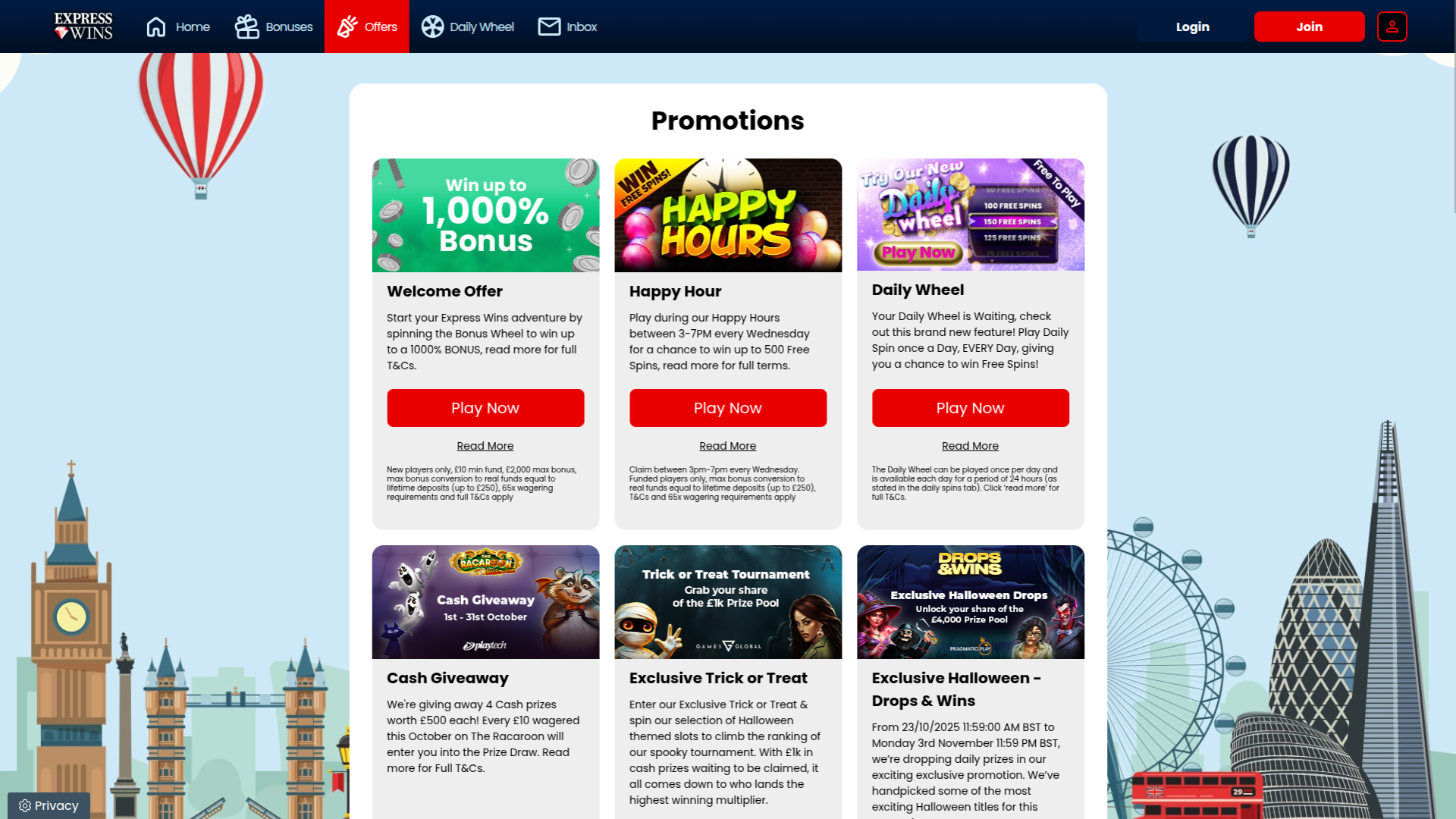 Promozioni di Express Wins per desktop