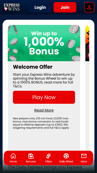 Promozioni mobili di Express Wins