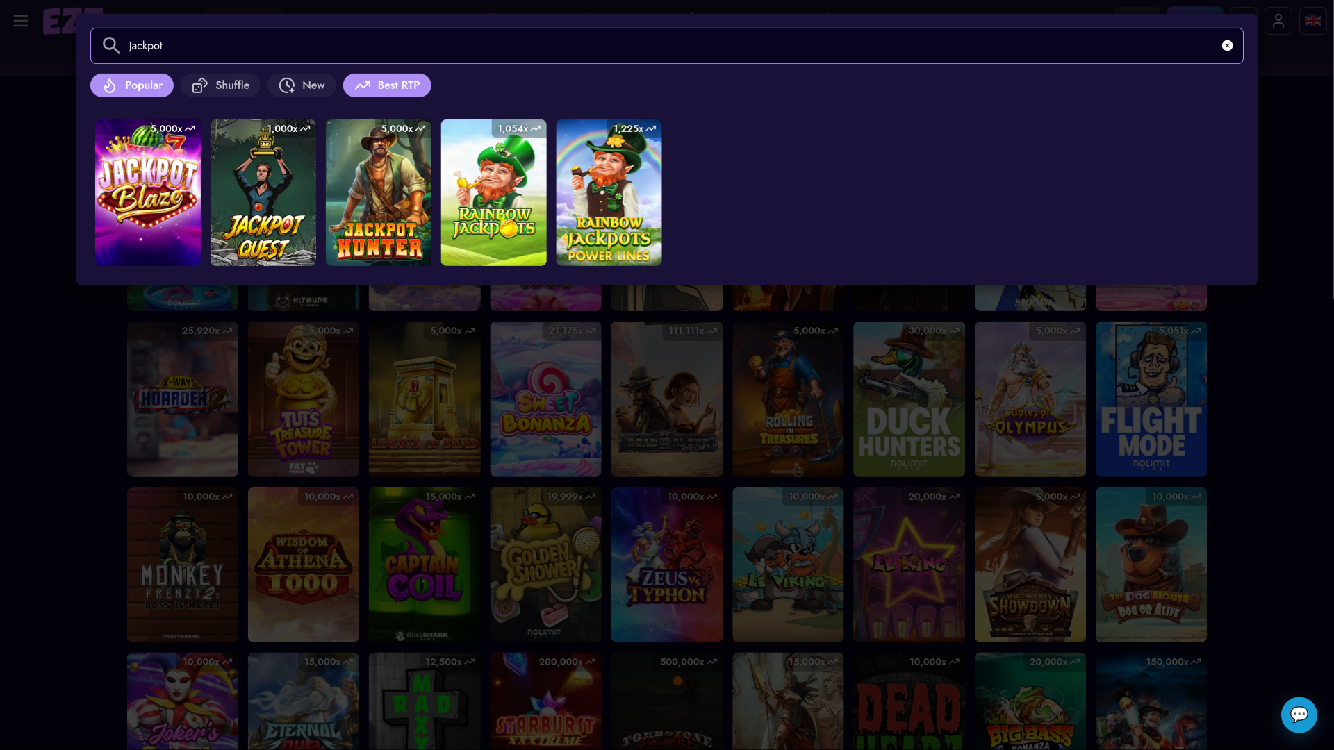 Jackpot du casino EZZ sur ordinateur