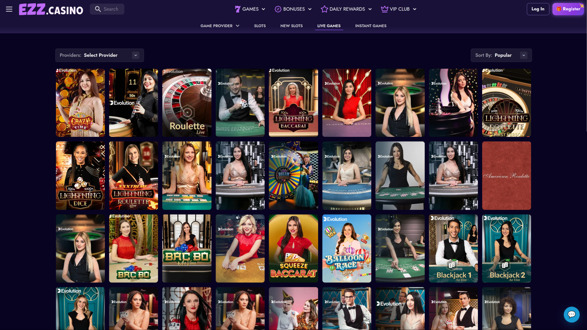 EZZ Casino avec croupier en direct sur ordinateur