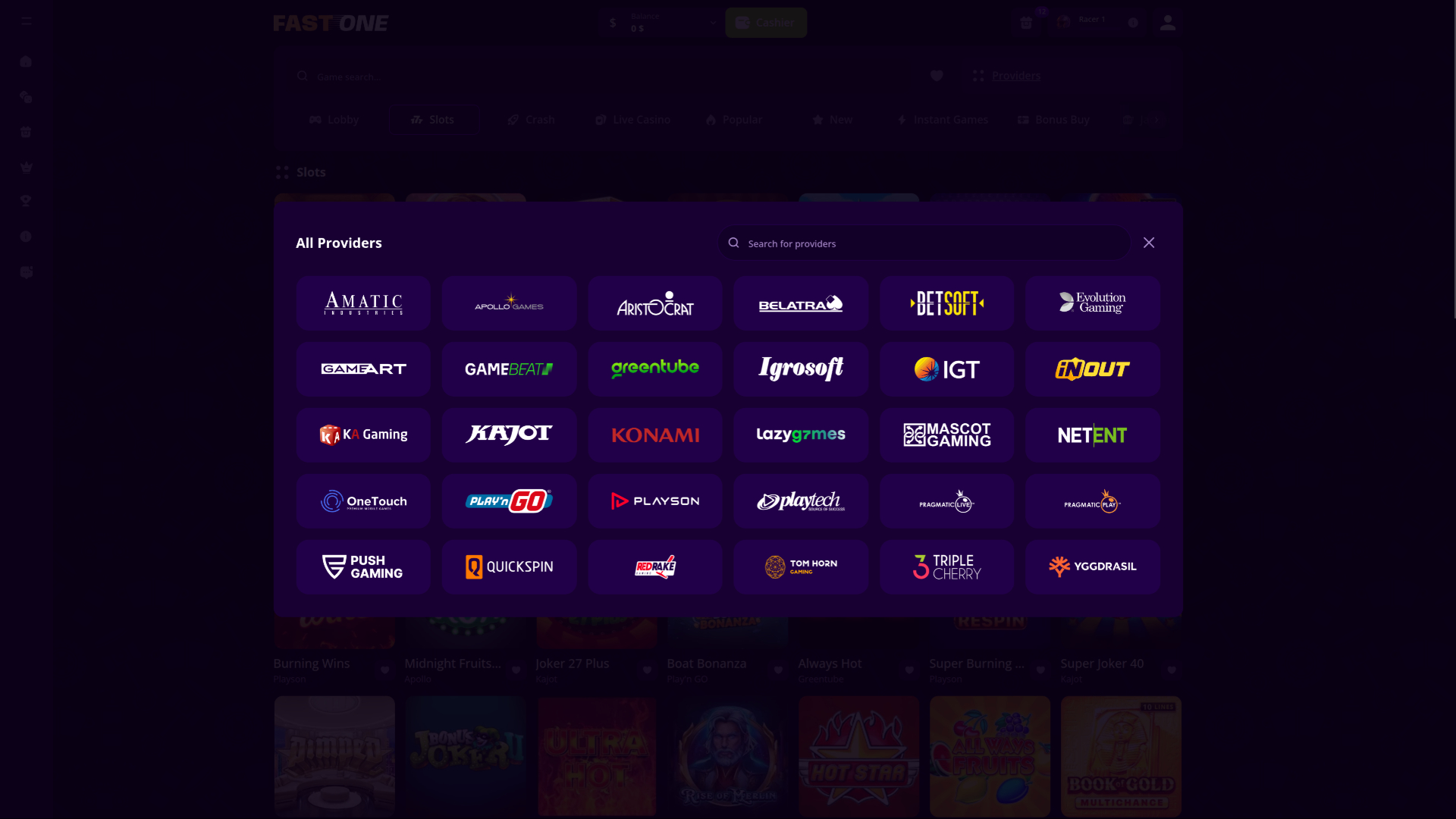 مطورو ألعاب سطح المكتب F1 Casino