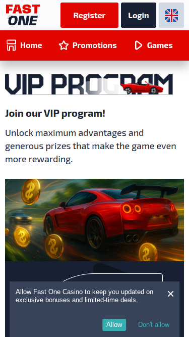 Programme VIP mobile F1 Casino