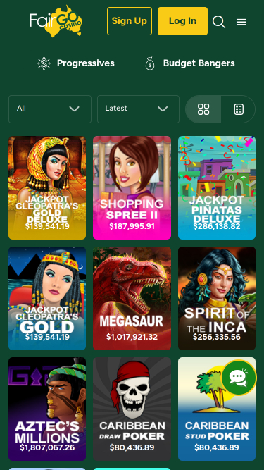 Jackpot mobile du Fair Go Casino