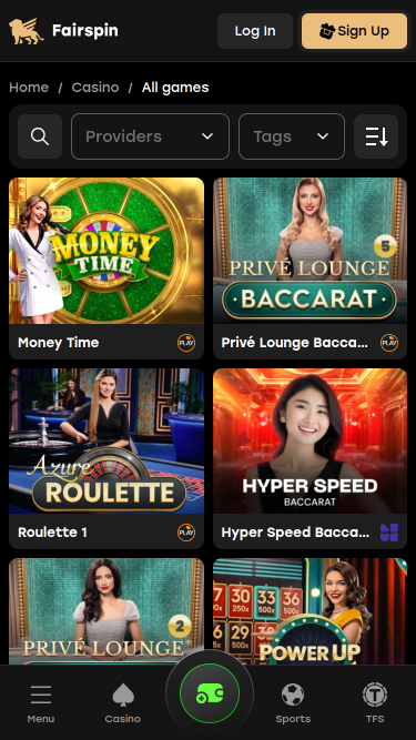 Croupier en direct mobile de Fairspin Casino