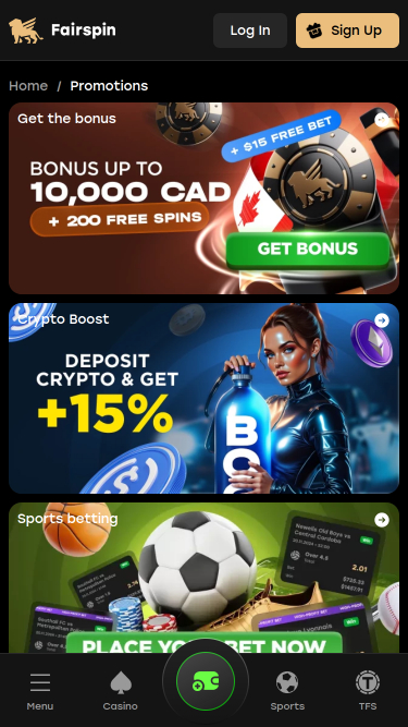 Promotions mobiles de Fairspin Casino