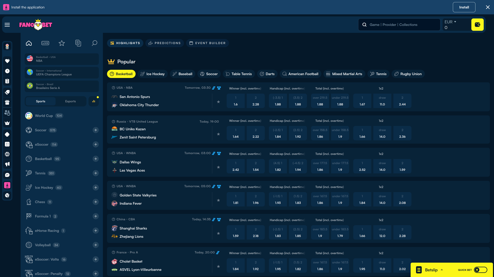 Promociones de FanoBet Casino (Versión de escritorio)