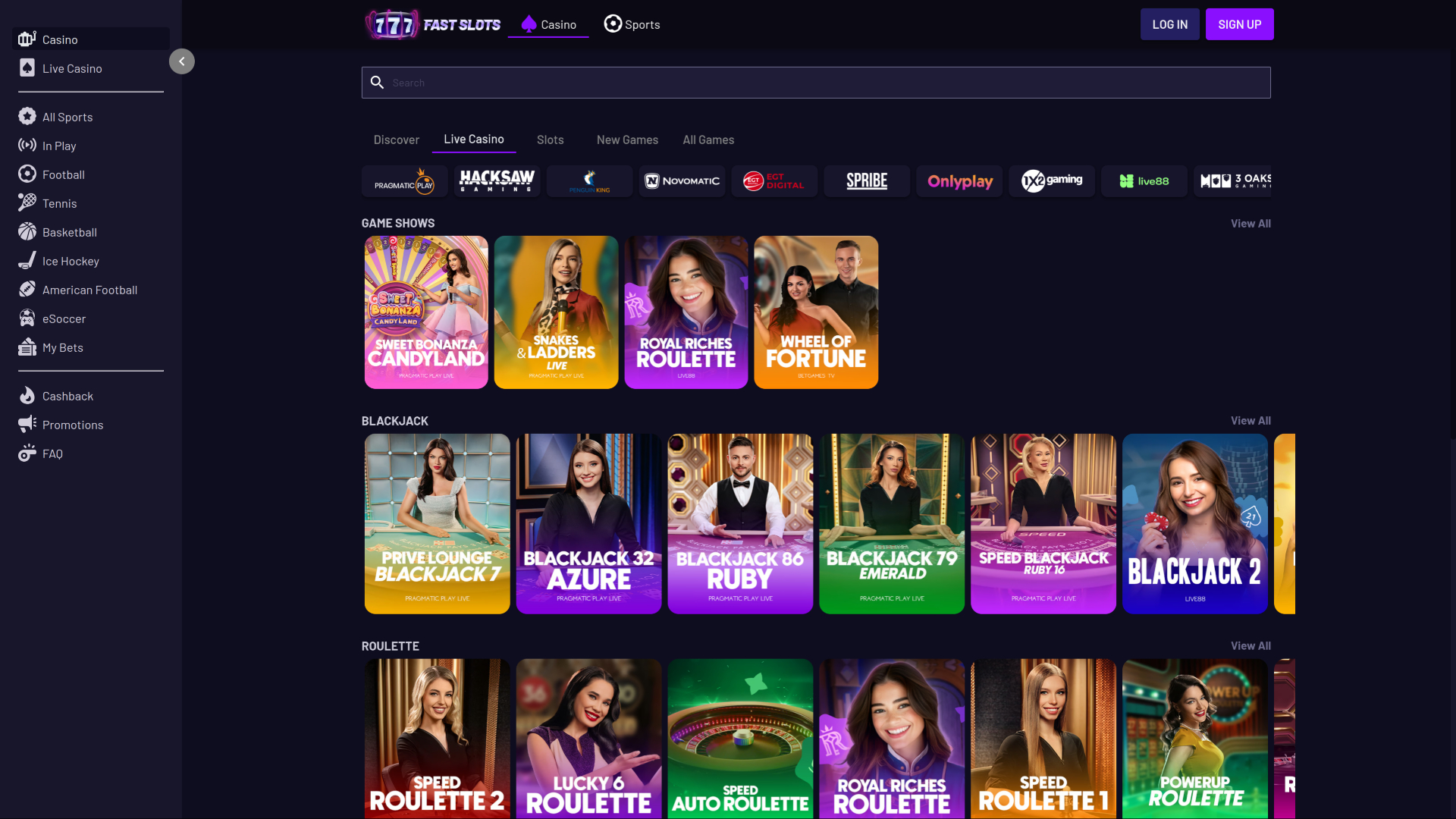 Fast Slots Casino Desktop Live Dealer