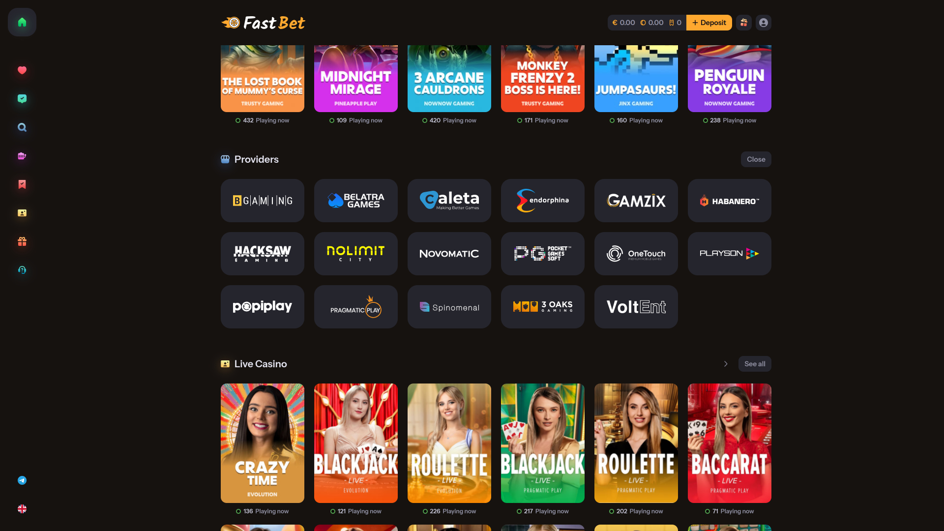 Разработчики игр FastBet Casino настольная версия