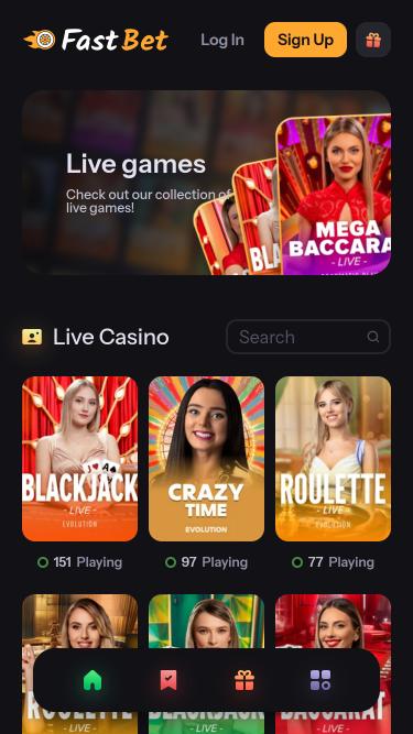 FastBet Casino live dealer mobile page