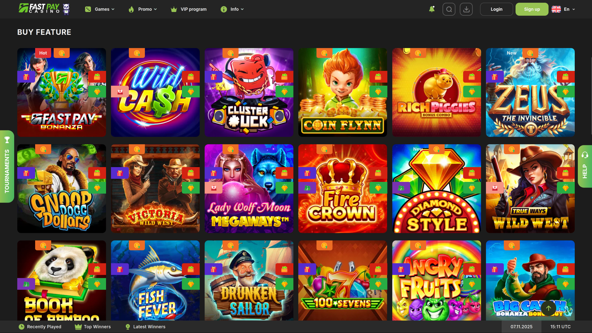 Fonction d'achat de Fastpay Casino sur ordinateur