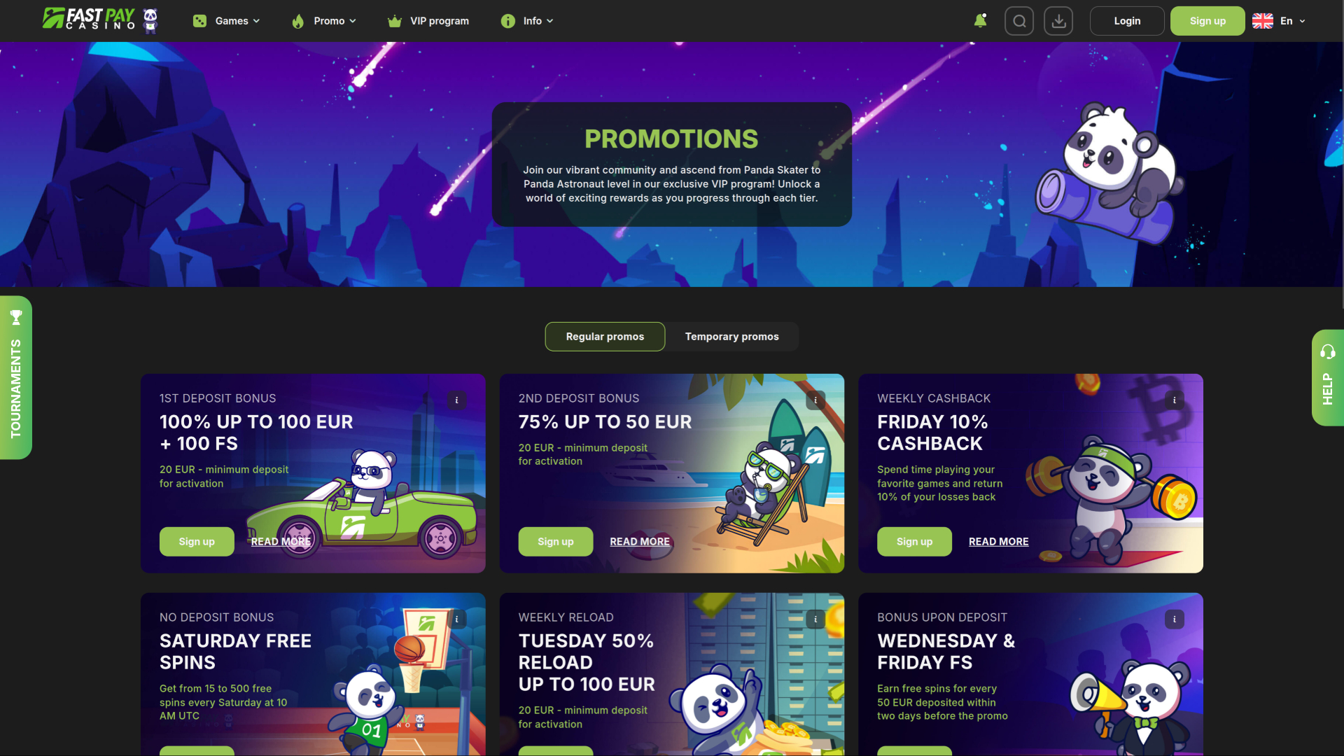 Promotions de Fastpay Casino sur ordinateur