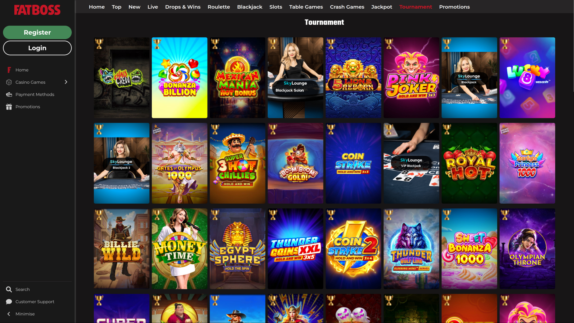 Torneos de FatBoss Casino para escritorio