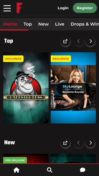 Página principal de FatBoss Casino para móvil