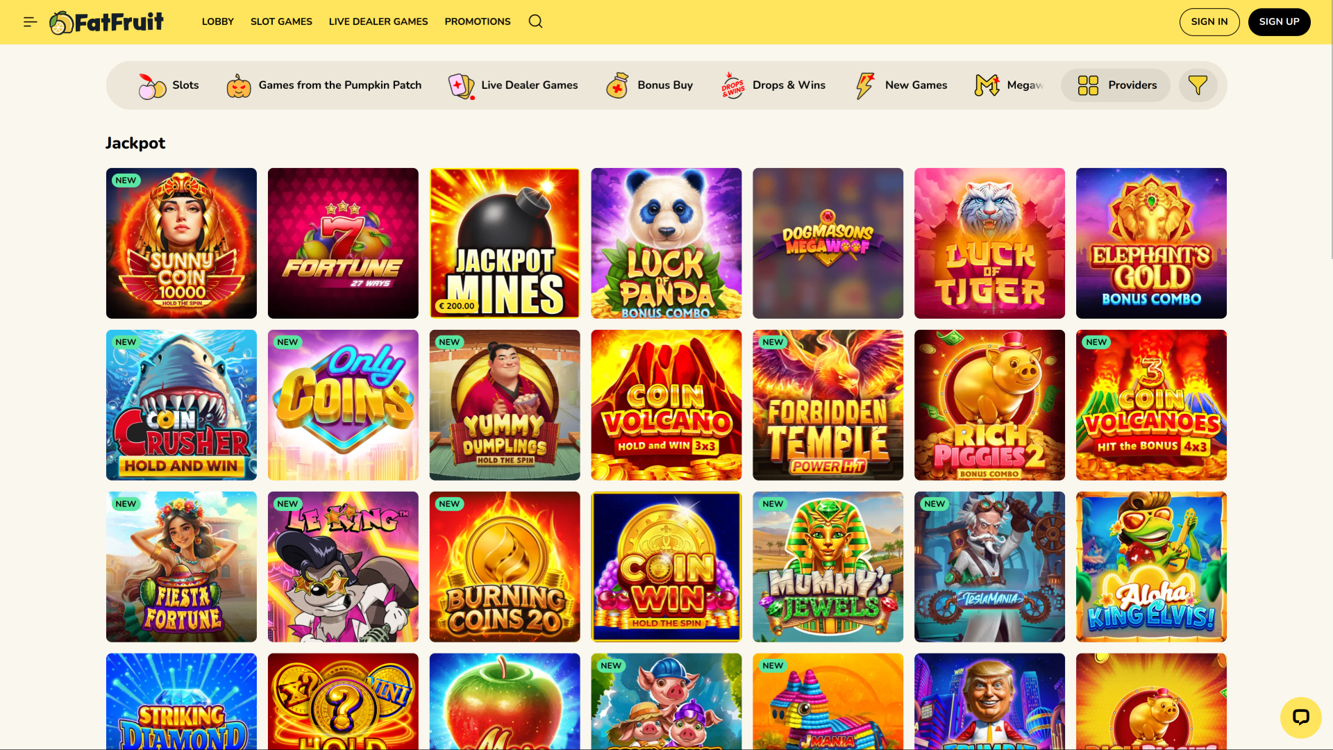 FatFruit Casino Desktop Jackpot