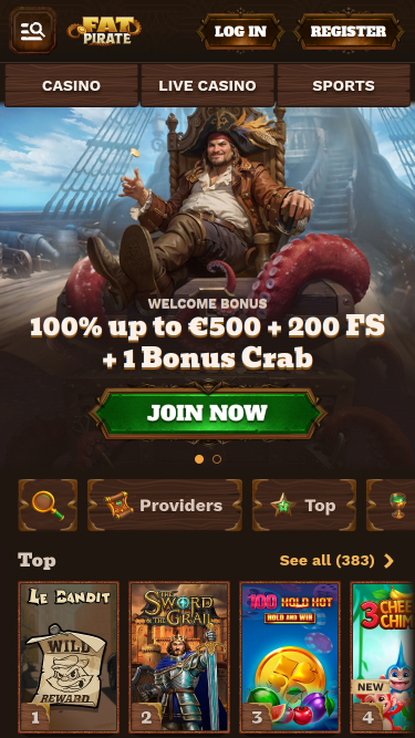 FatPirate Casino Mobile-Startseite