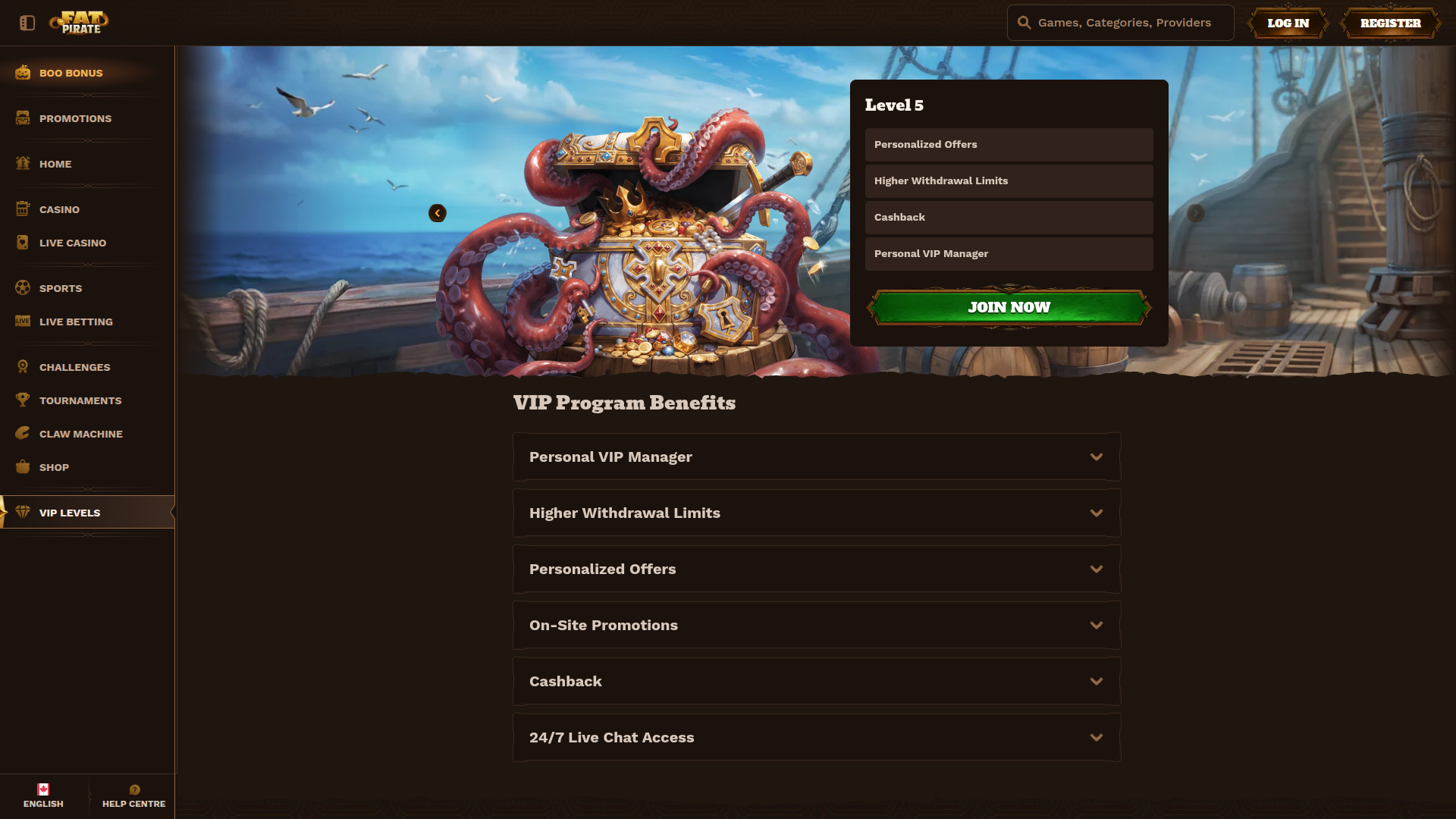 FatPirate Casino Desktop-VIP-Programm