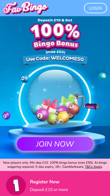 Página de inicio móvil del casino Favbingo