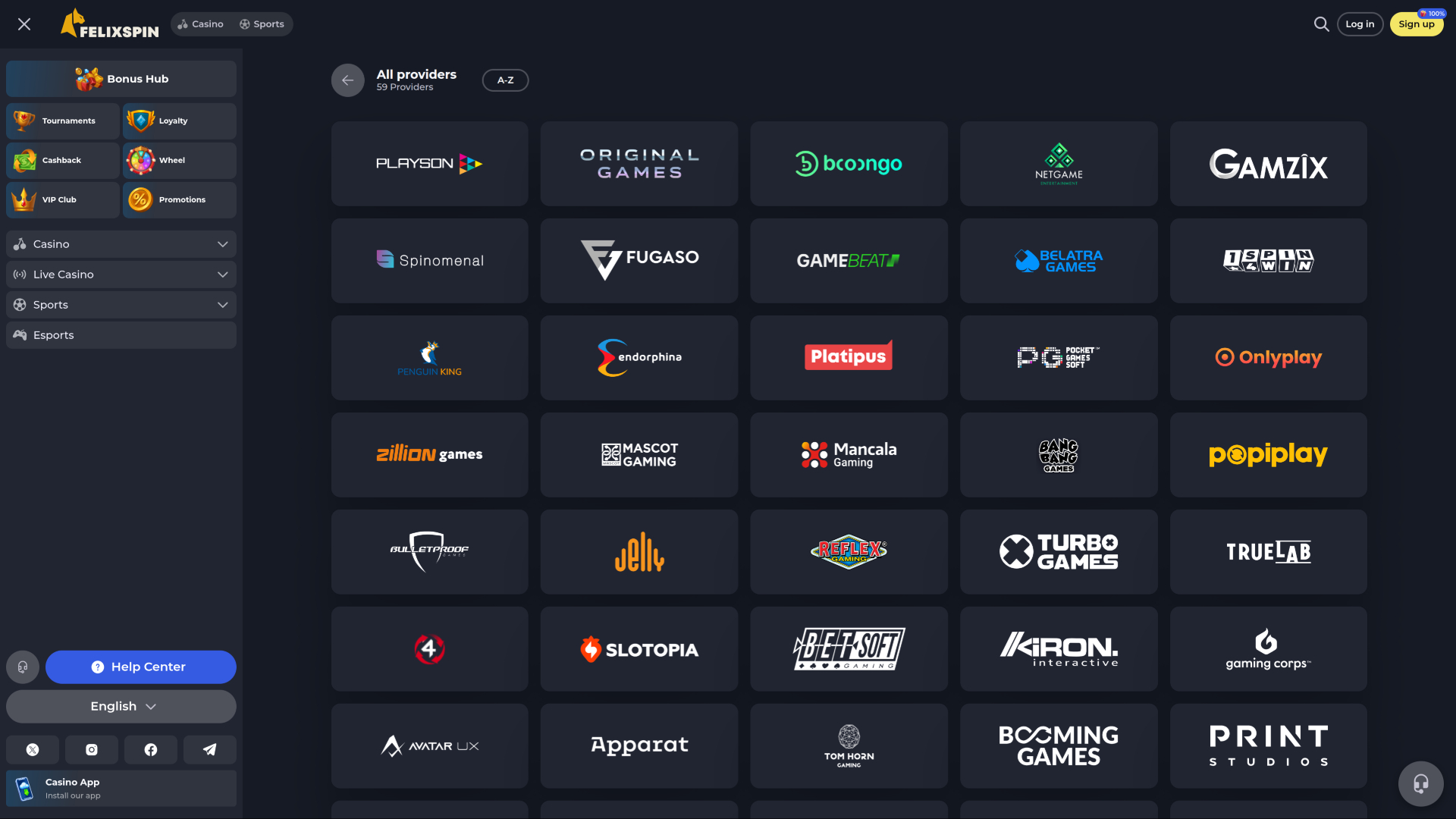 Développeurs de jeux de Felixspin Casino pour ordinateur de bureau