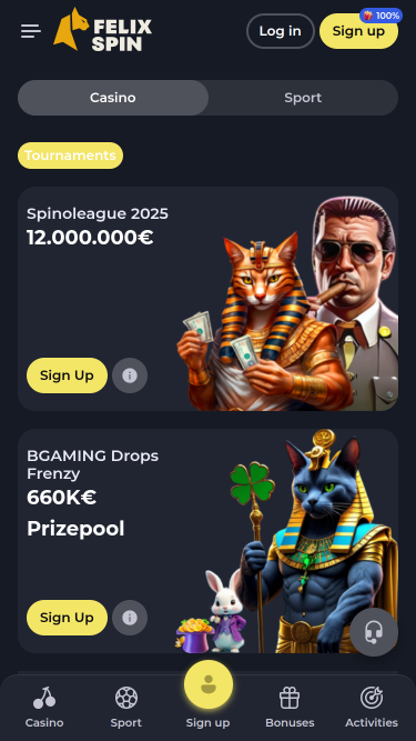 Promotions mobiles de Felixspin Casino