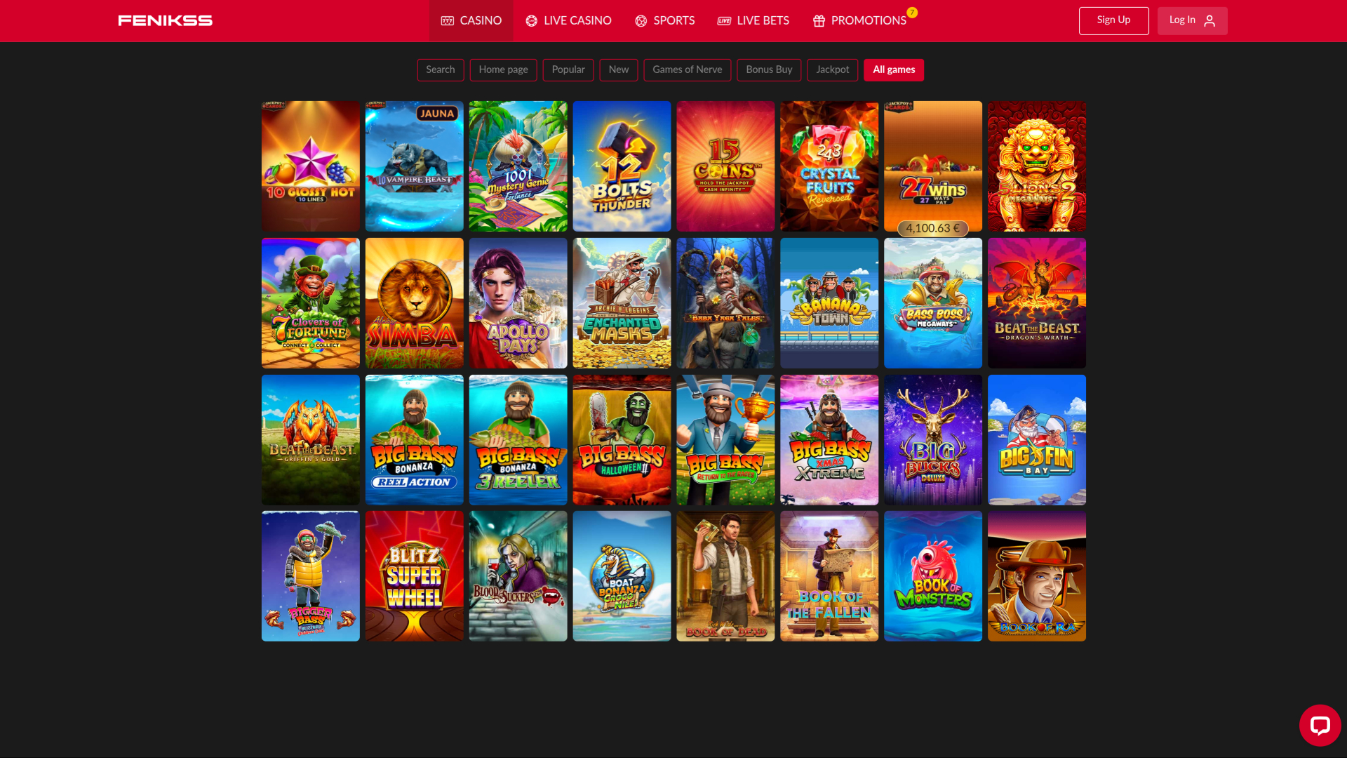 Giochi di Fenikss Casino per desktop