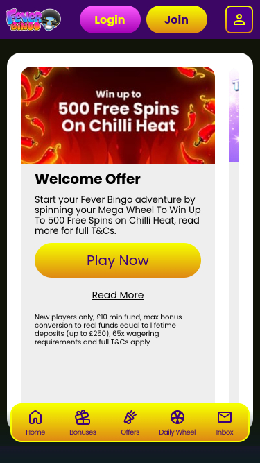 Promotions mobiles de Fever Bingo Casino