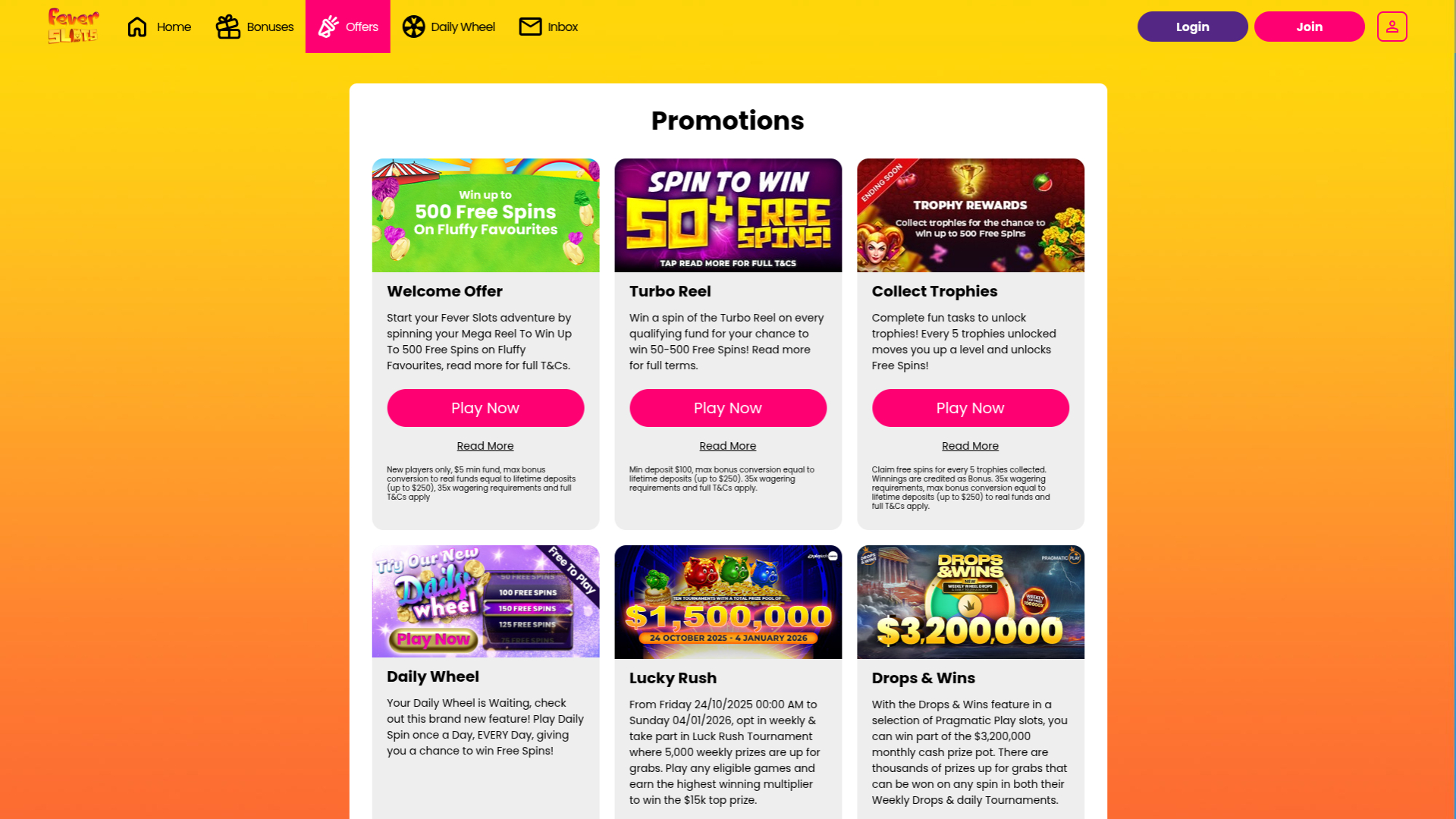 Promotions de Fever Slots Casino pour ordinateur