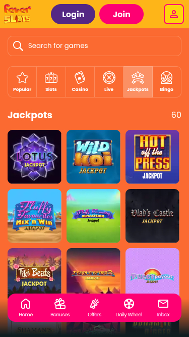 Jackpot mobile de Fever Slots Casino