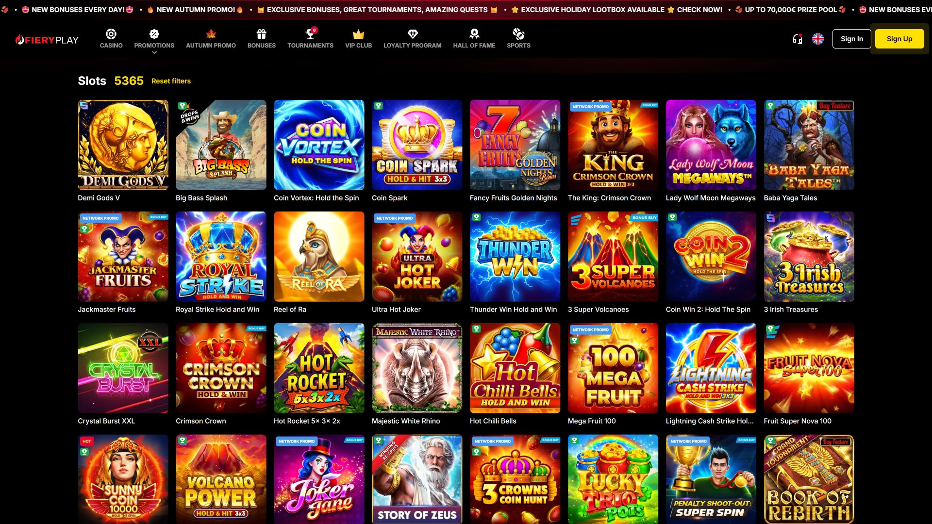 FieryPlay Casino Desktop Games