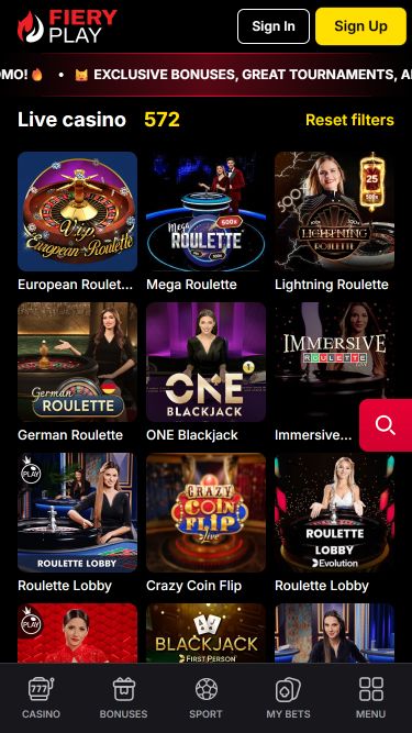 FieryPlay Casino Mobile Live Dealer